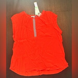 Vibrant Red Sleeveless Blouse